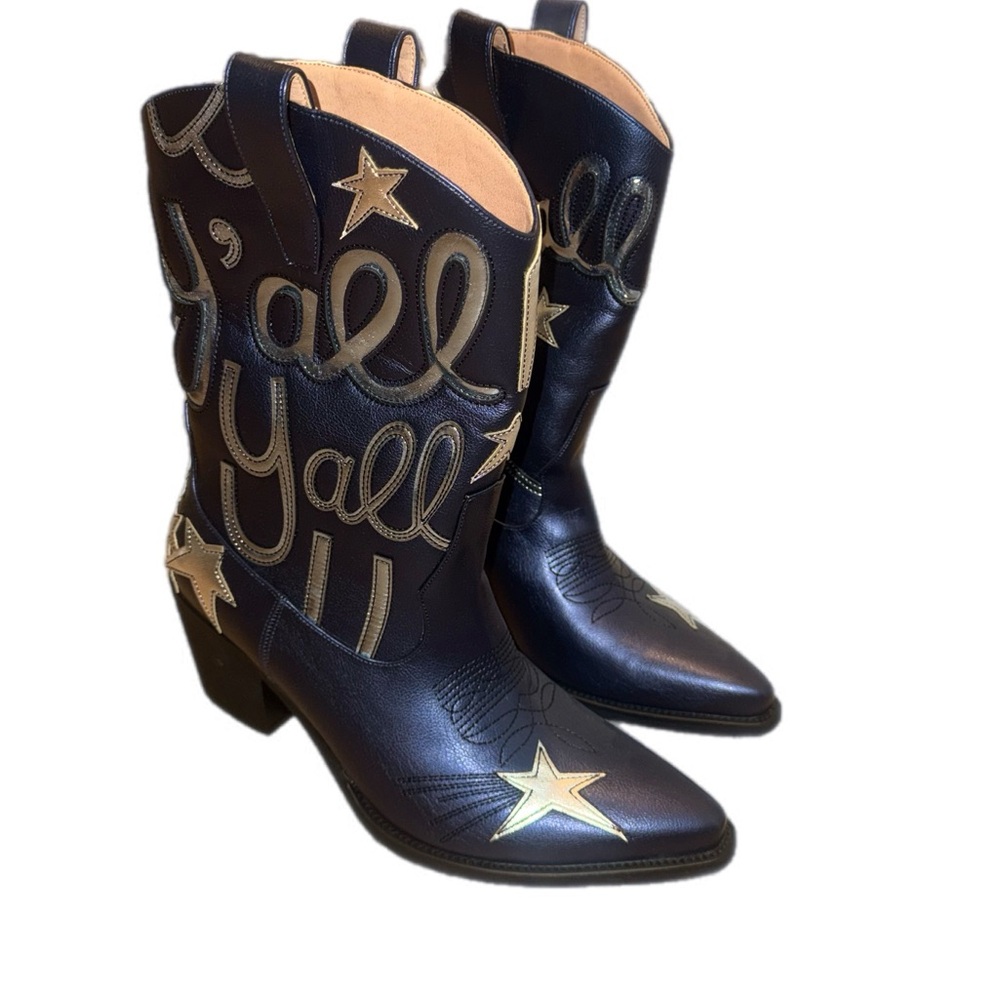 Navy 'Y'all' Western Cowboy Boots size 9 brand new - Picture 3 of 10